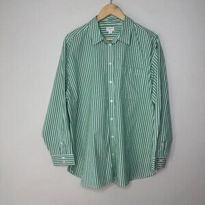J. Crew Men’s Button Down Green White Stripe Dress Shirt Golf Men’s Size XL